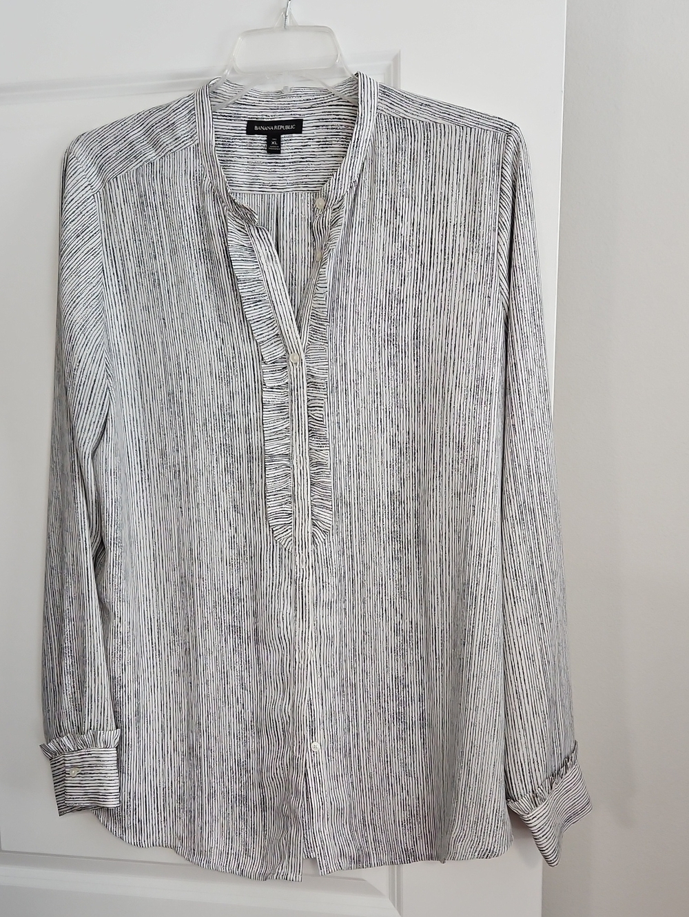 Banana Republic Black & White Stripe Long-Sleeve Tunic Top